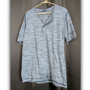 Context Ot Revolution Gray Henley Shirt Mens L Polyester/Cotton